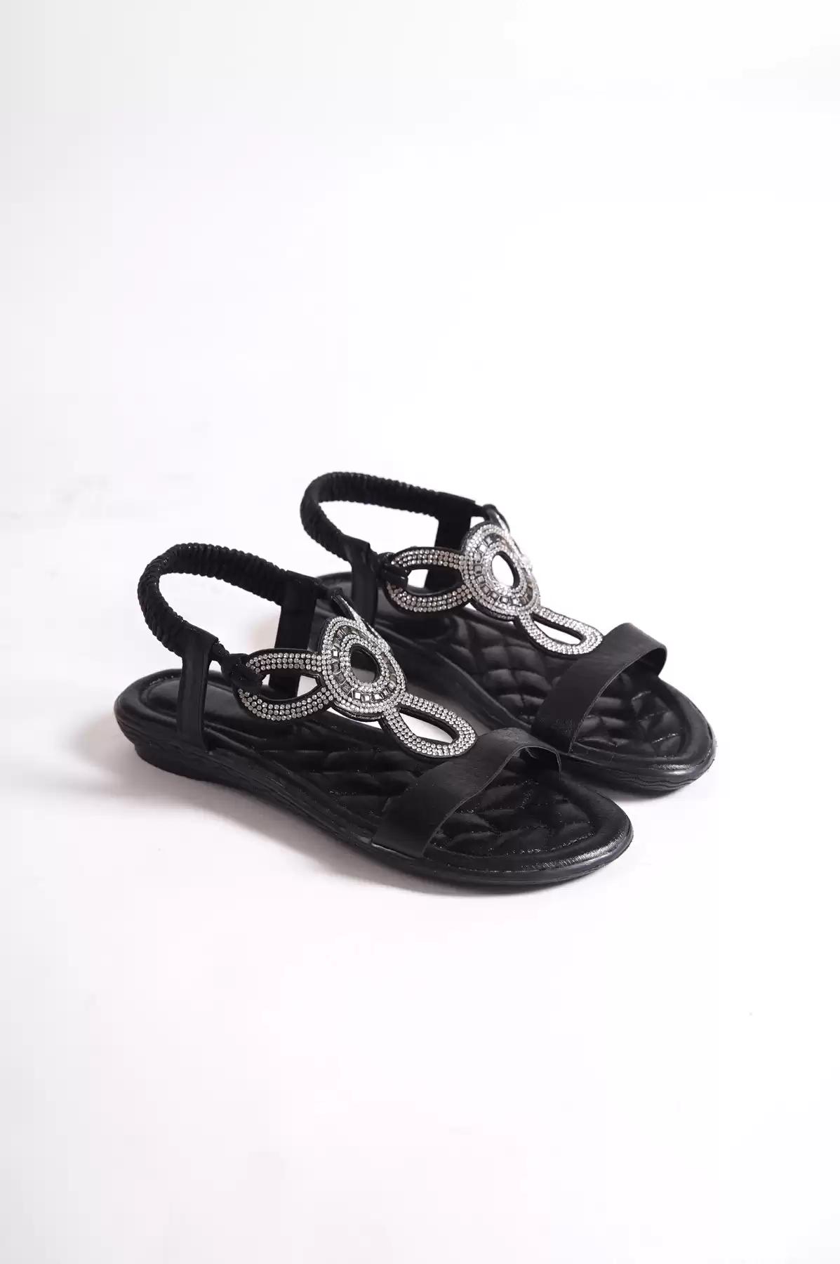 Black Silvery Woman Sandals