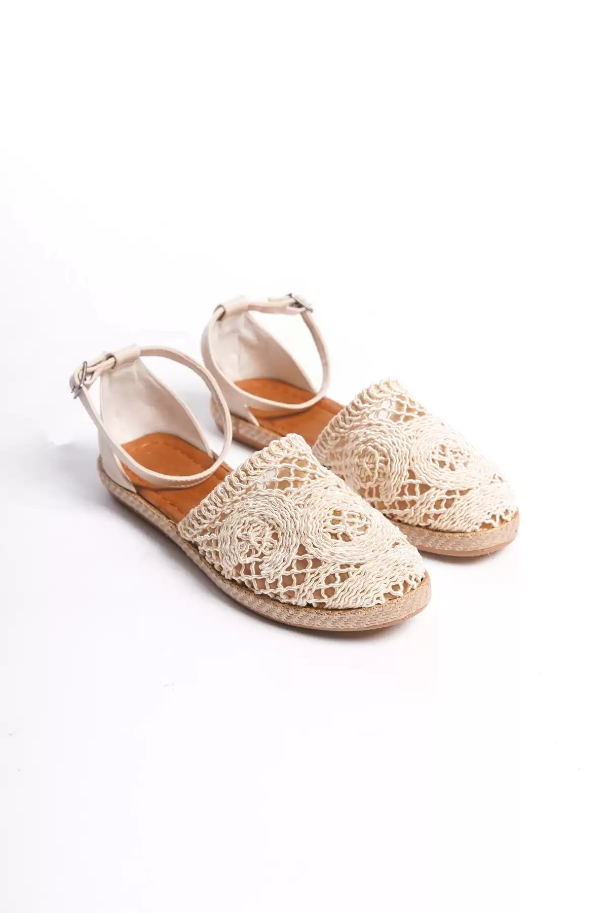 Beige Lace Woman Lace Sandals