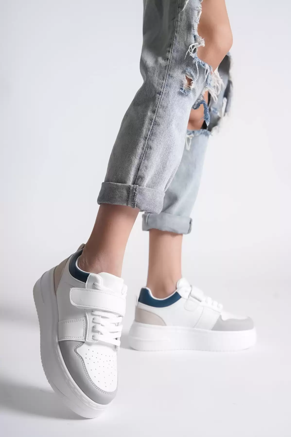 Gray-Blue-White Female Sneaker