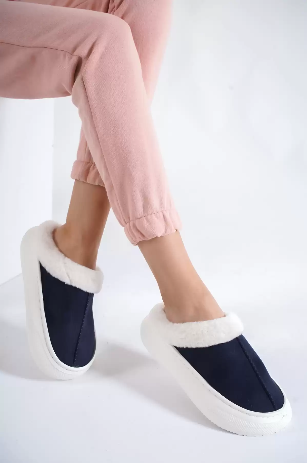 Navy Blue WomenS Inside Wool House Slipper