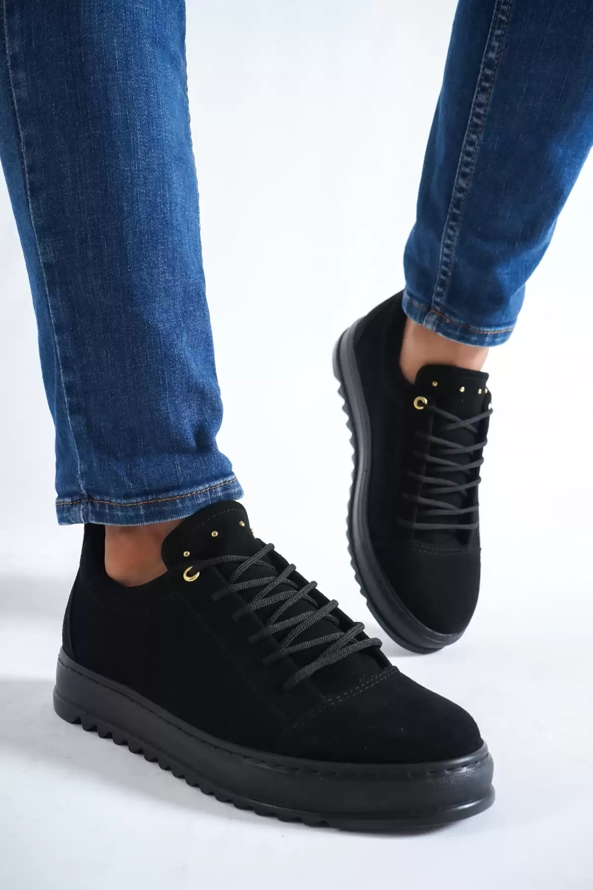 Black Suede Male Flat Sneaker