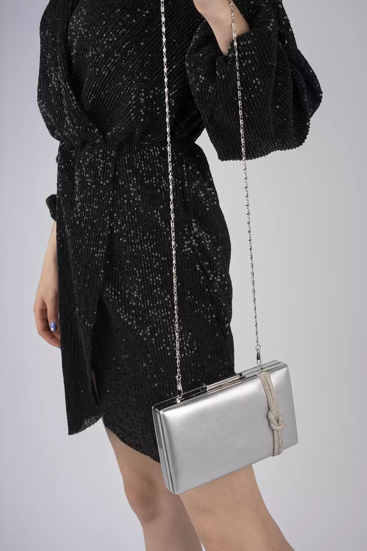 Silver WomenS Node Stone Dressing Bag