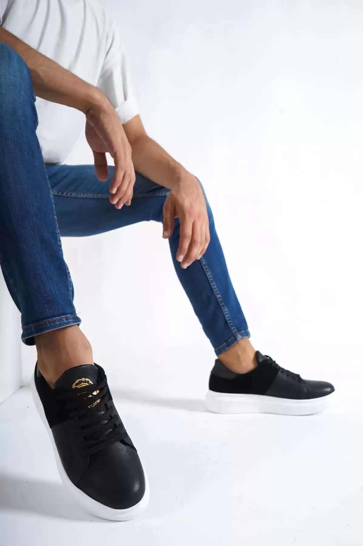 Black Suede White Base MenS Sneaker