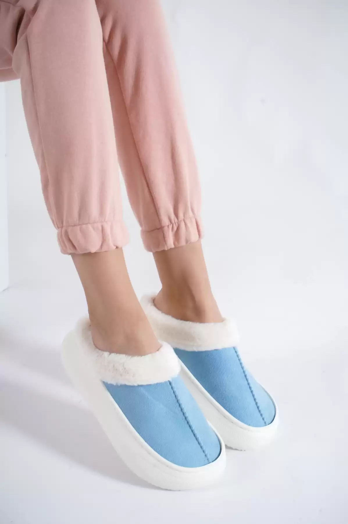 Baby Blue Woman Inside Wool House Slipper