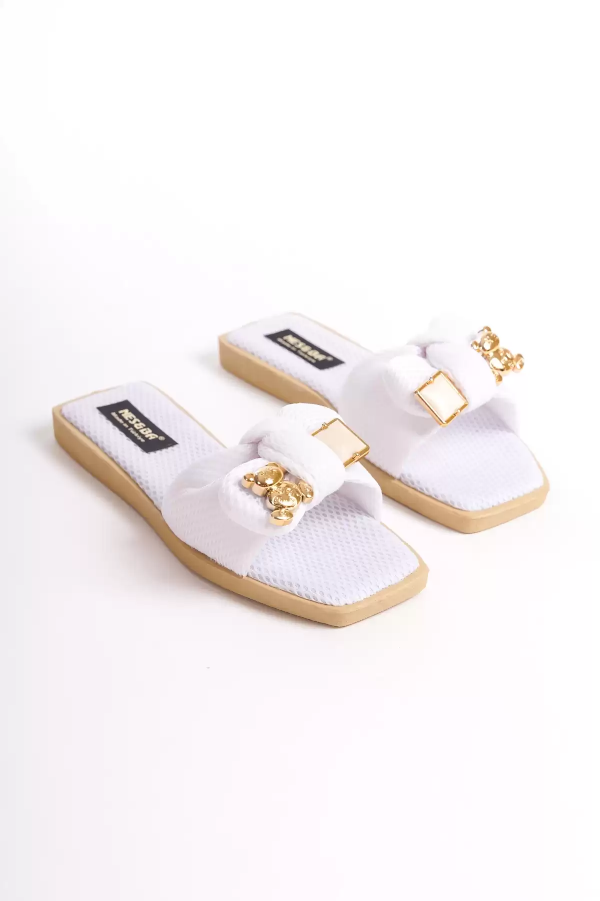 White Woman Ribbon Slippers