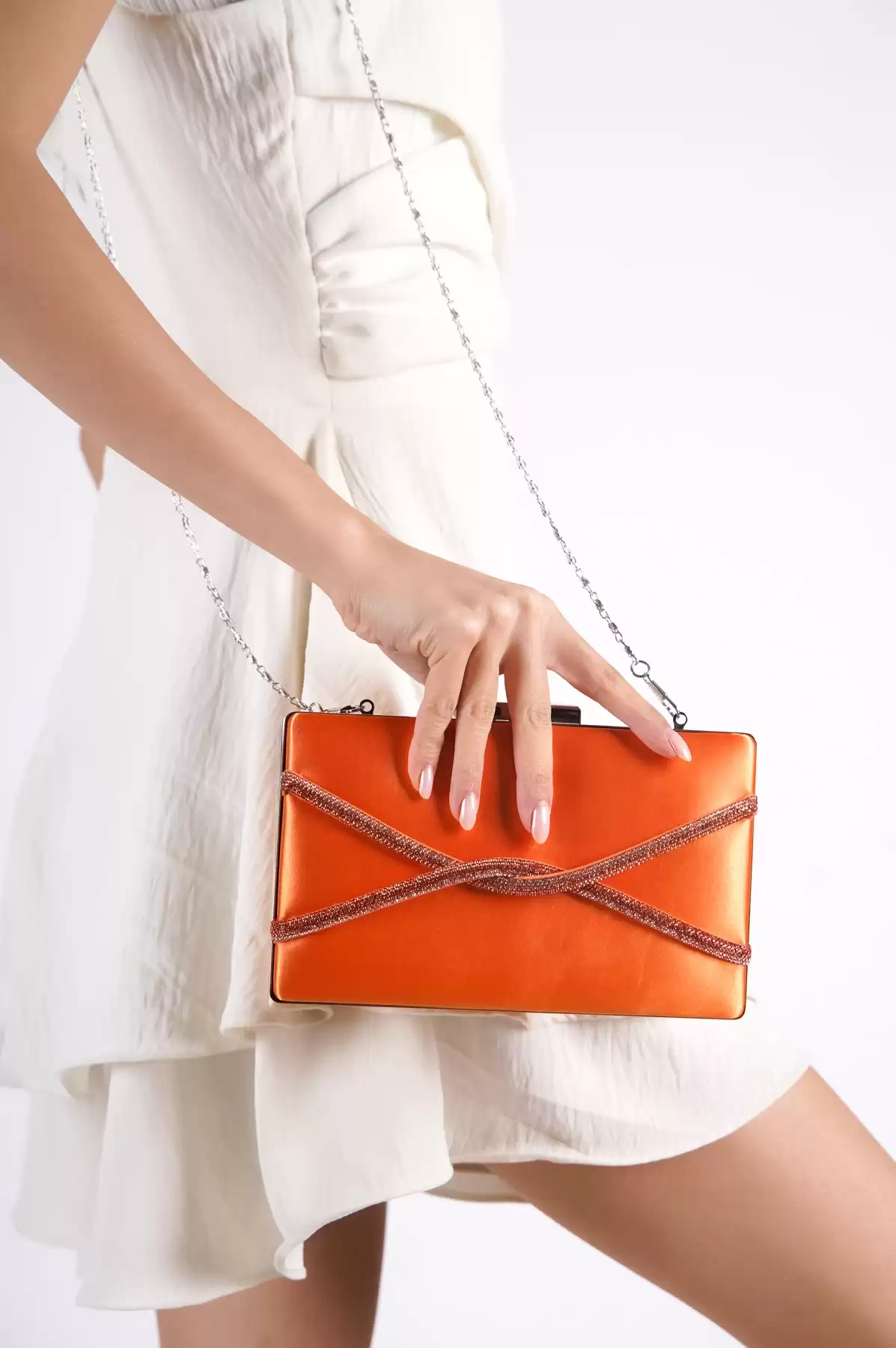 Orange Woman Cross -Stone Evening Dress Bag