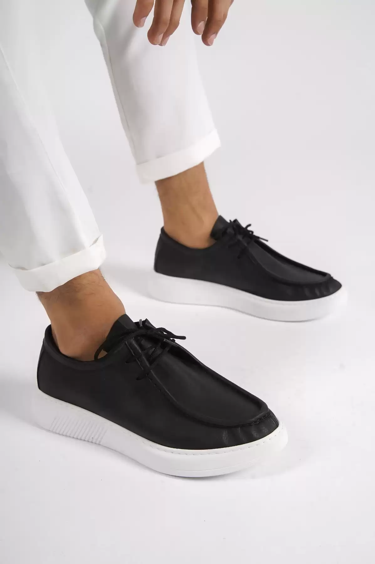 Black-And-White Male Lace-Up Sneaker