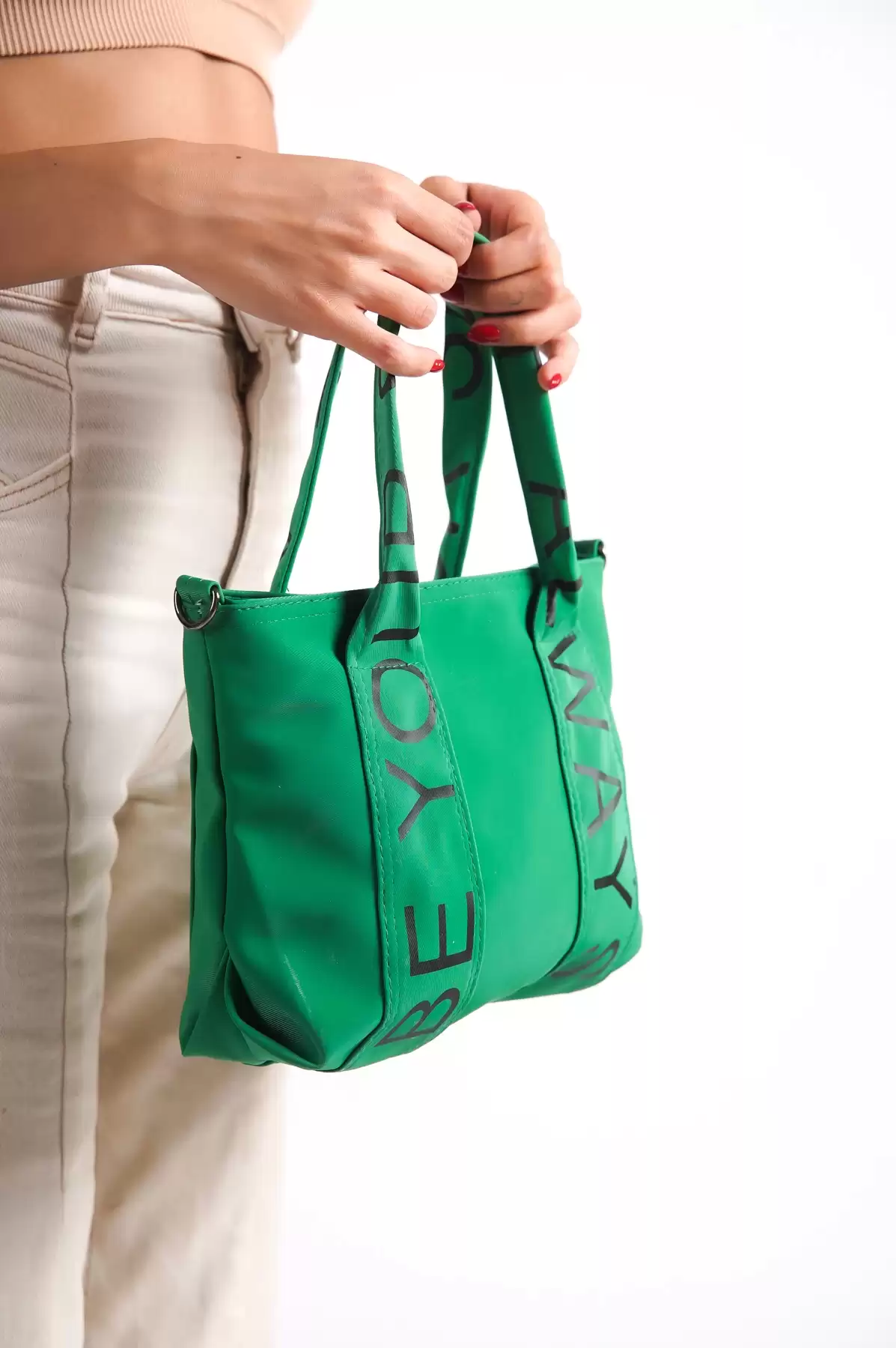 Green Woman Written Hand And Shoulder Bag