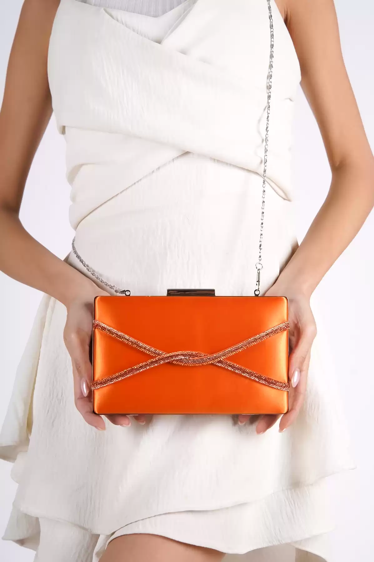 Orange Woman Cross -Stone Evening Dress Bag