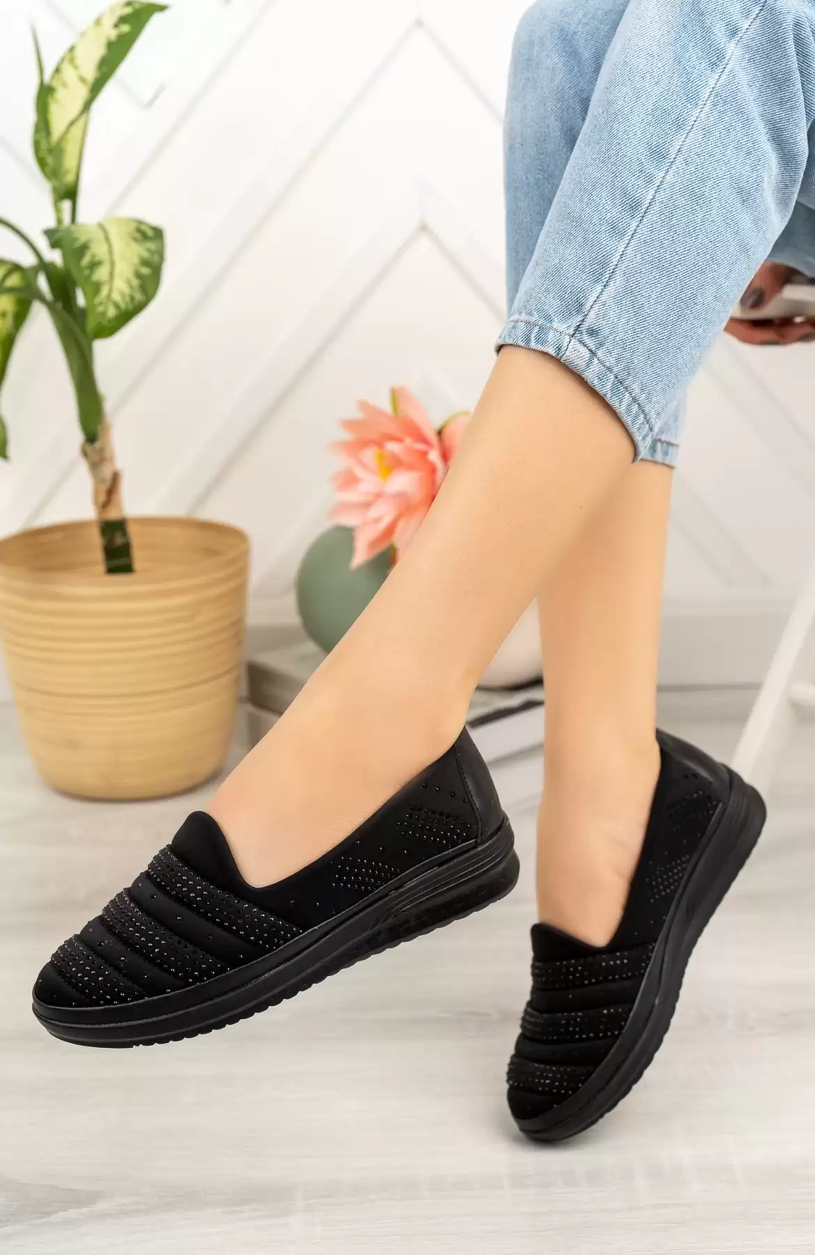 Daıly Shoes Wıth Black Women Stone