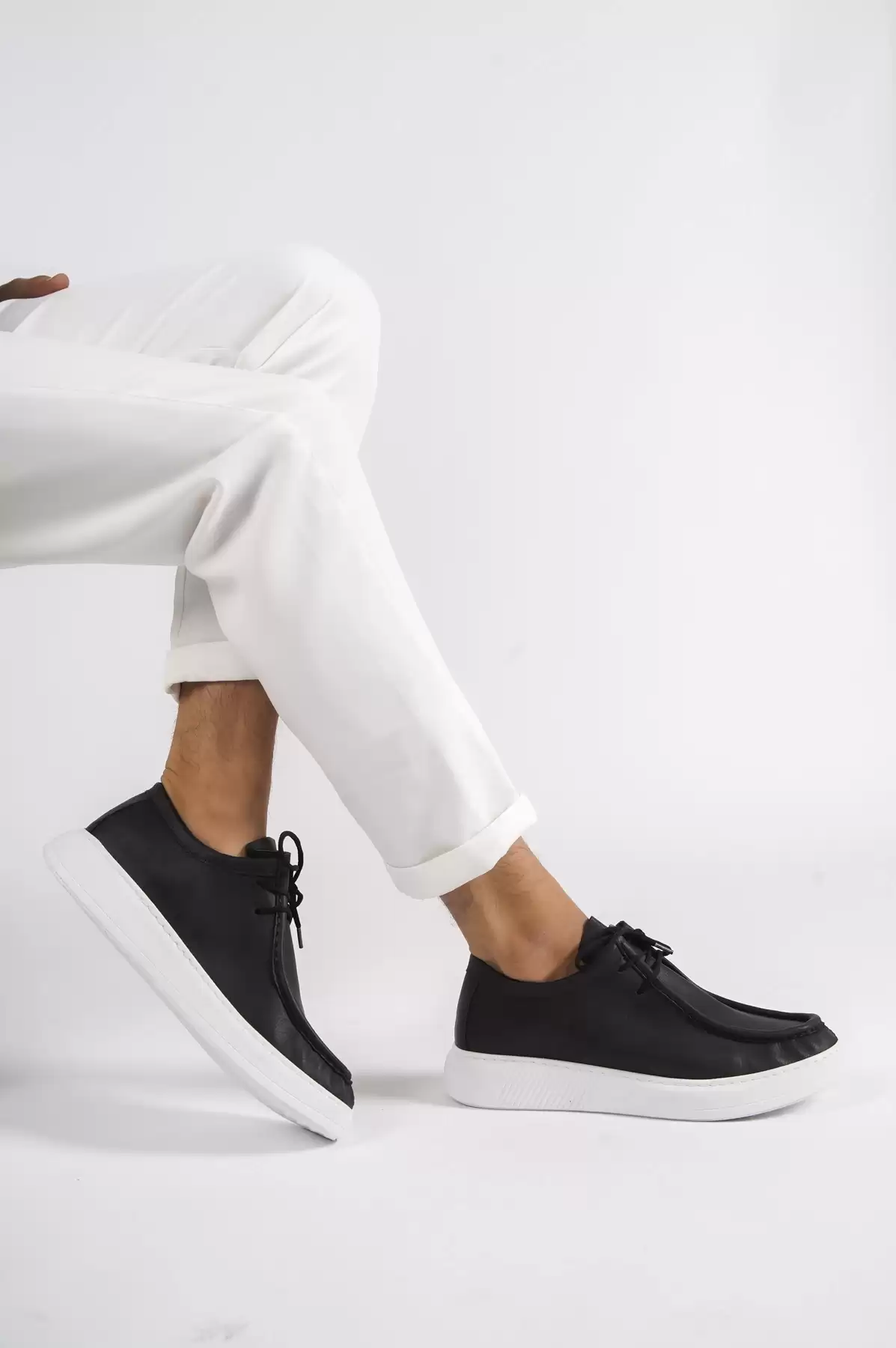 Black-And-White Male Lace-Up Sneaker