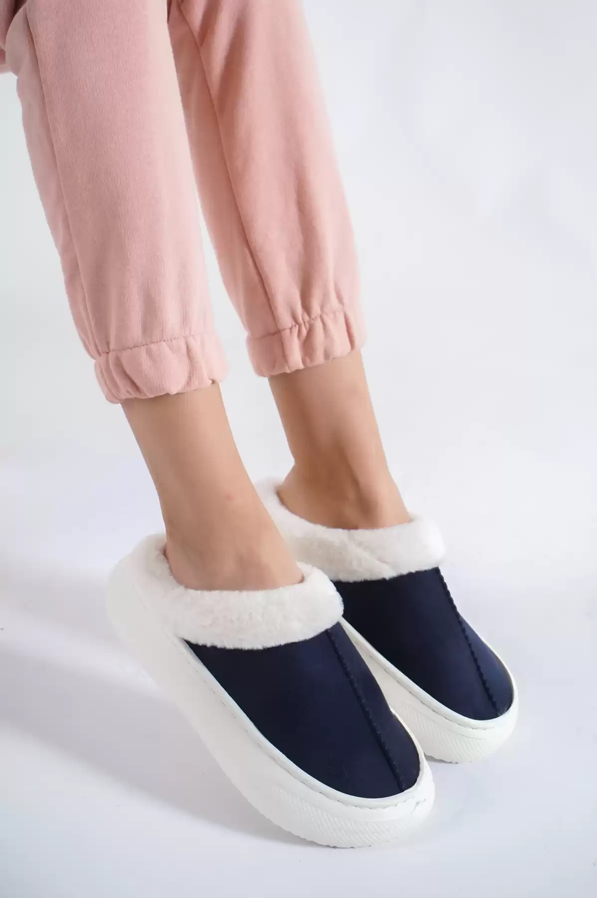 Navy Blue WomenS Inside Wool House Slipper