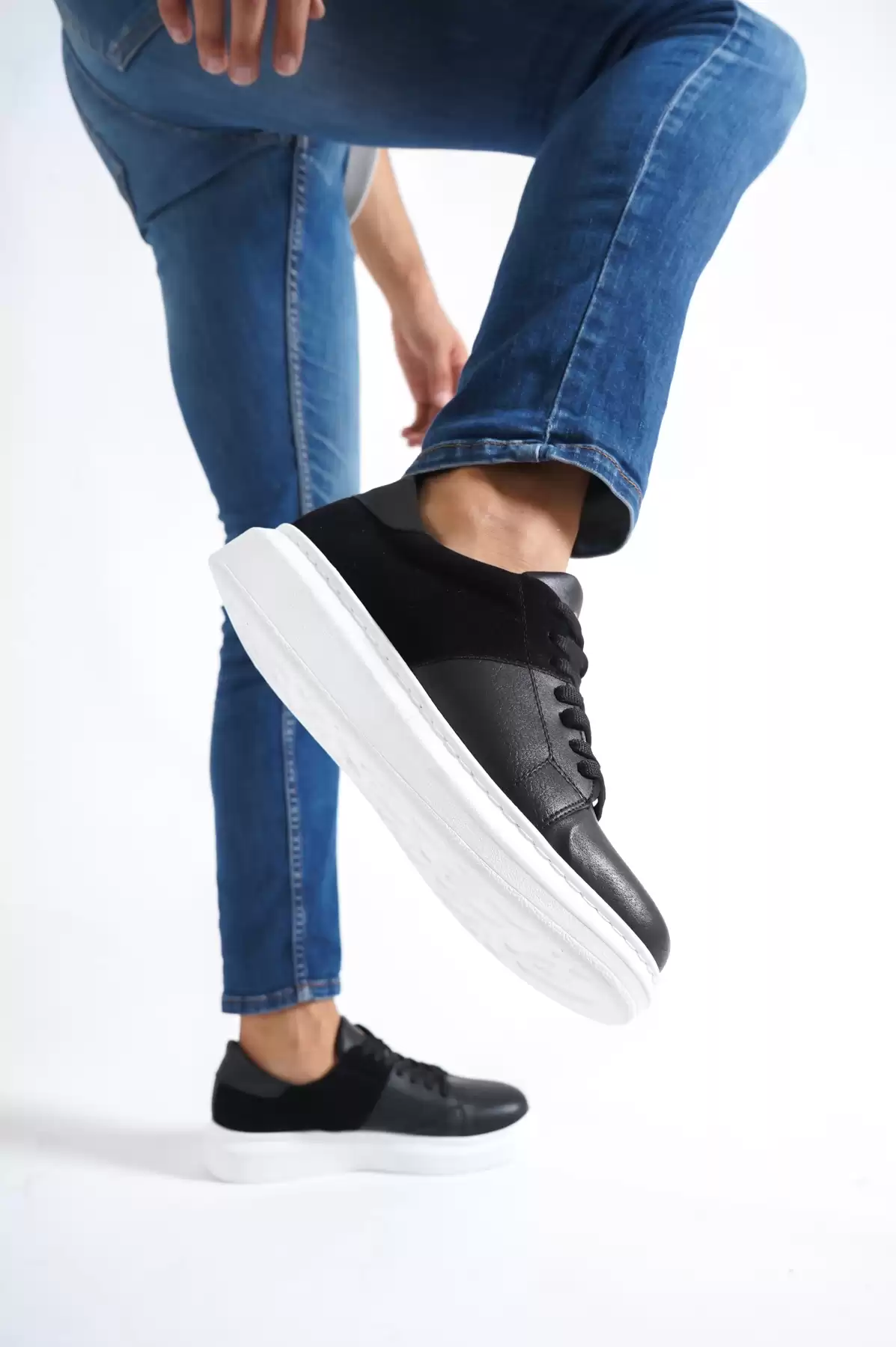 Black Suede White Base MenS Sneaker