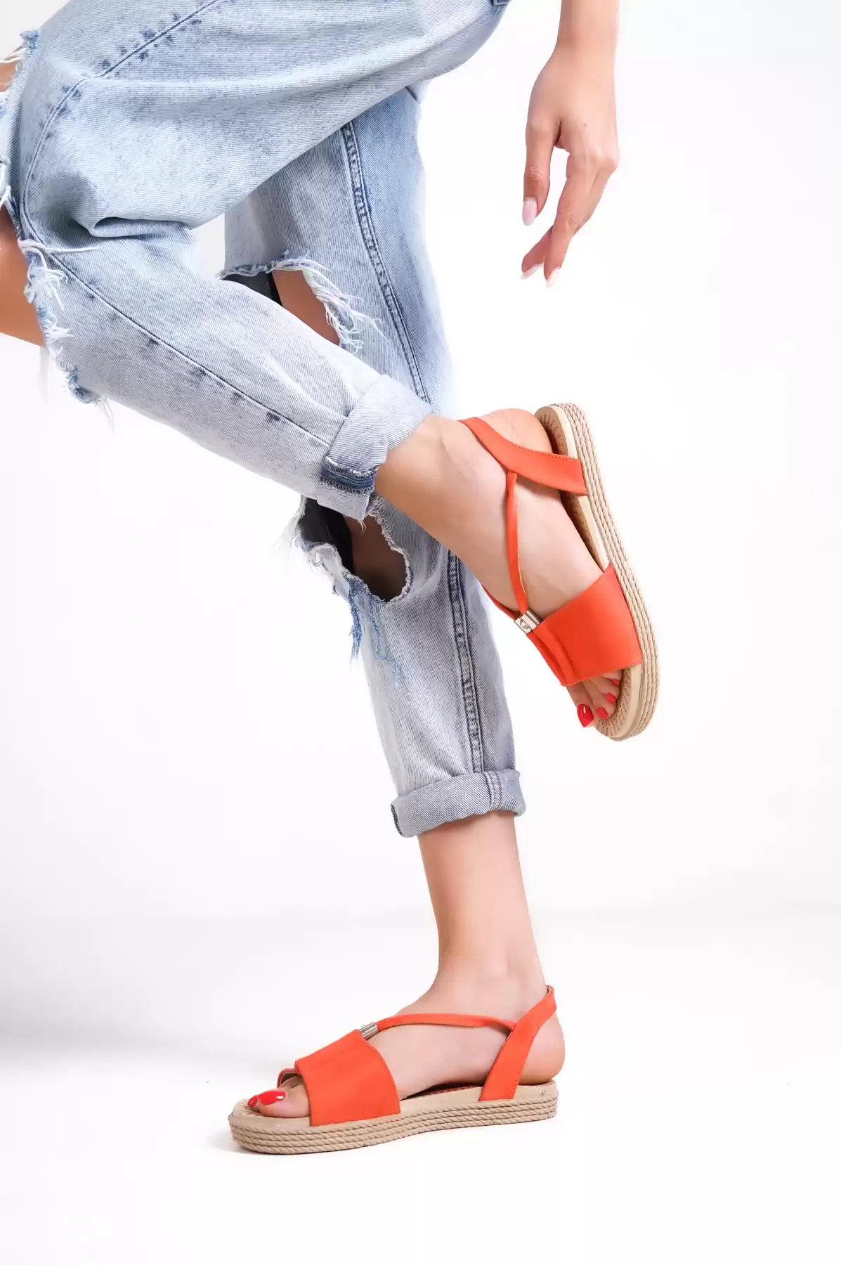 Orange Suede Woman Sandals