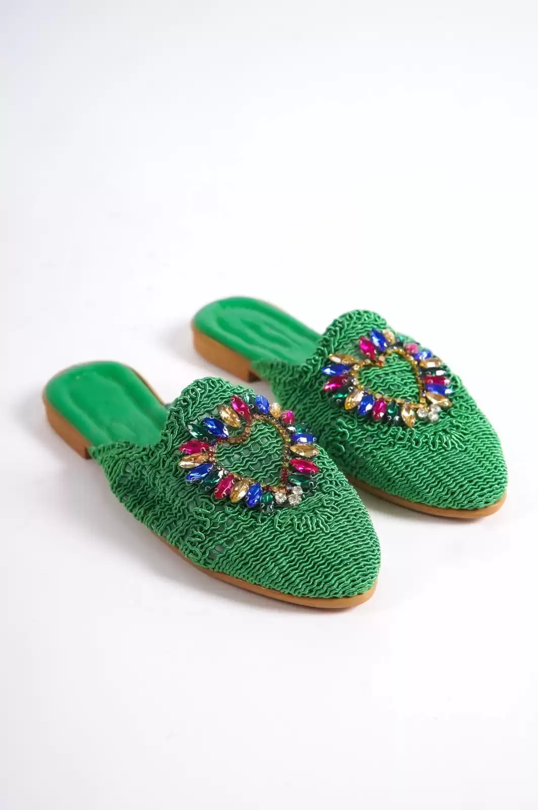 Green Lace WomenS Lace Lace Color Stone Slipper