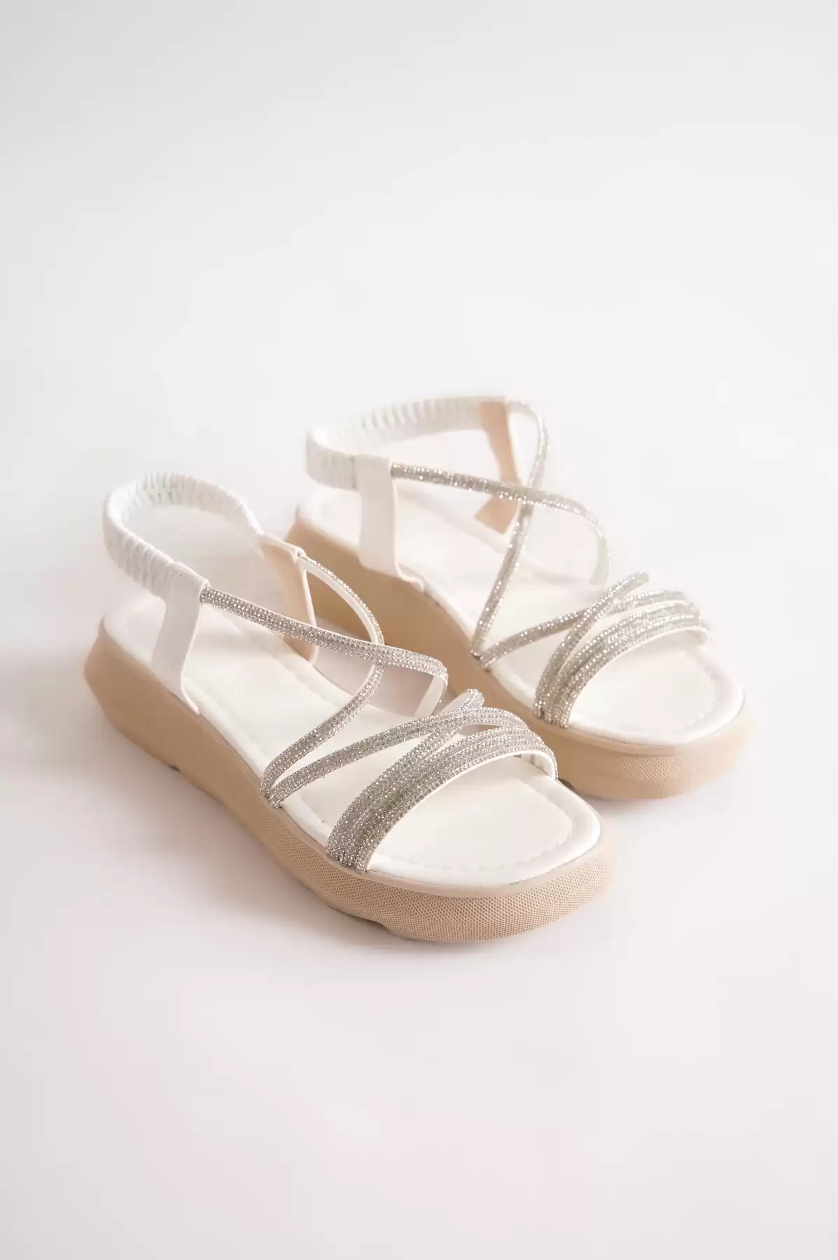 White Woman Cross Stone Sandals