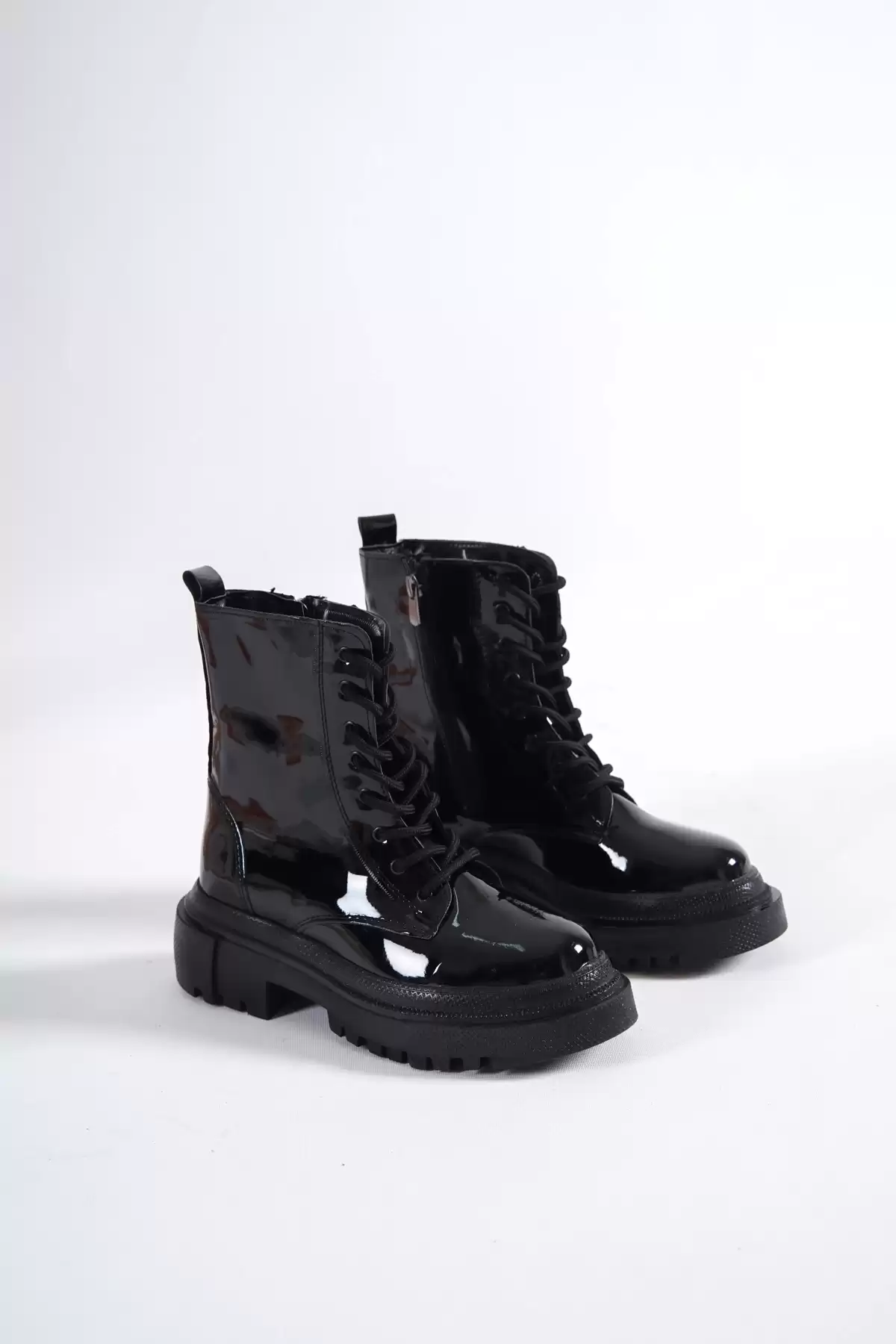 Black Patent Leather Woman Boots