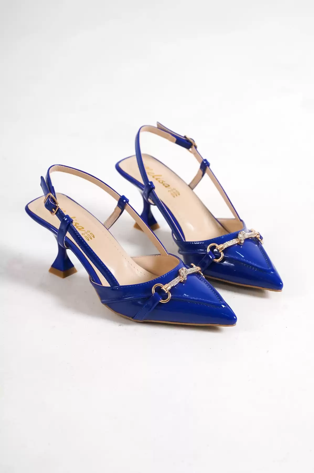 Blue Patent Leather Woman Stone Hoped Shoes