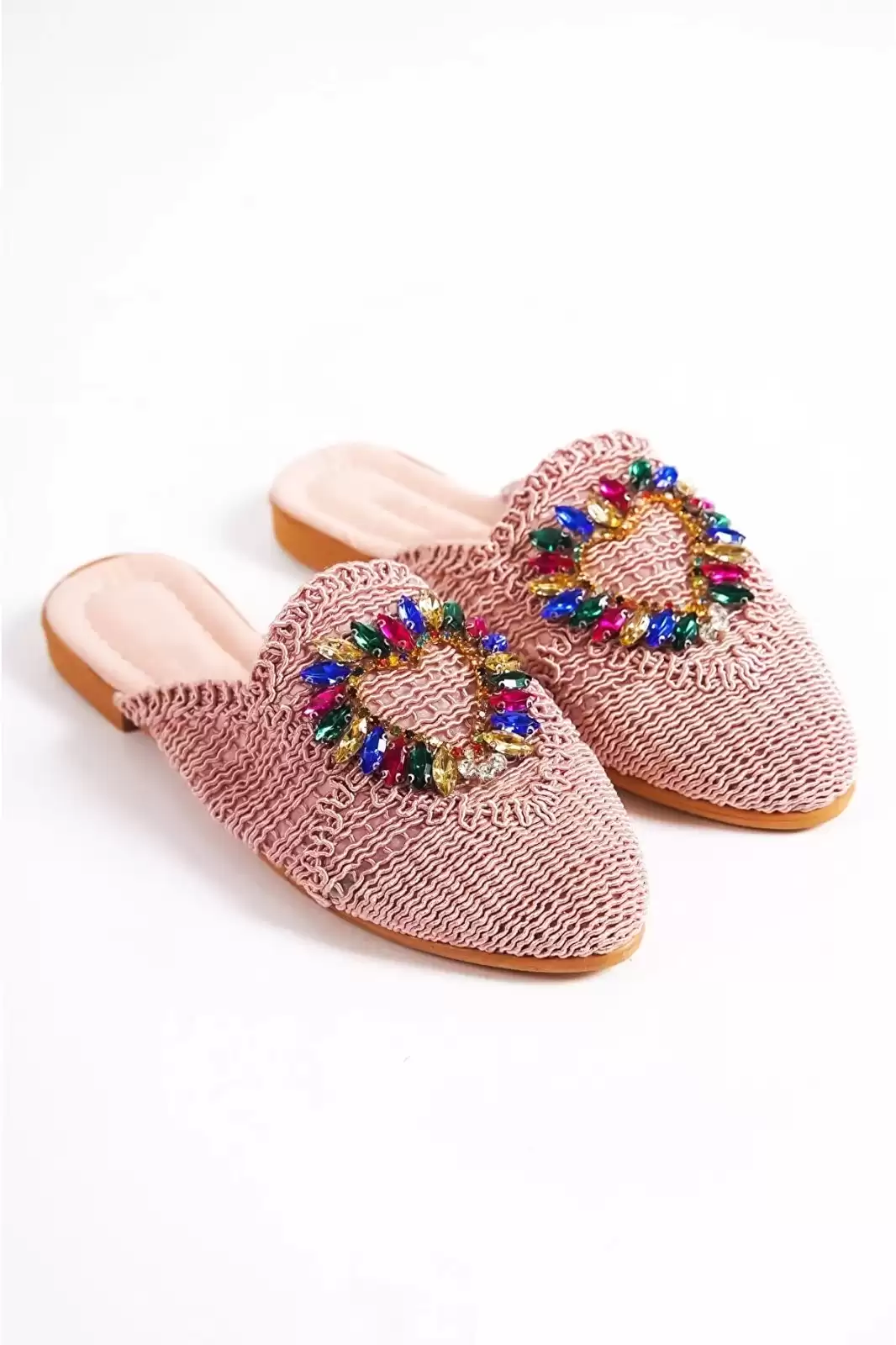 Powder Lace WomenS Lace Colored Stone Slippers