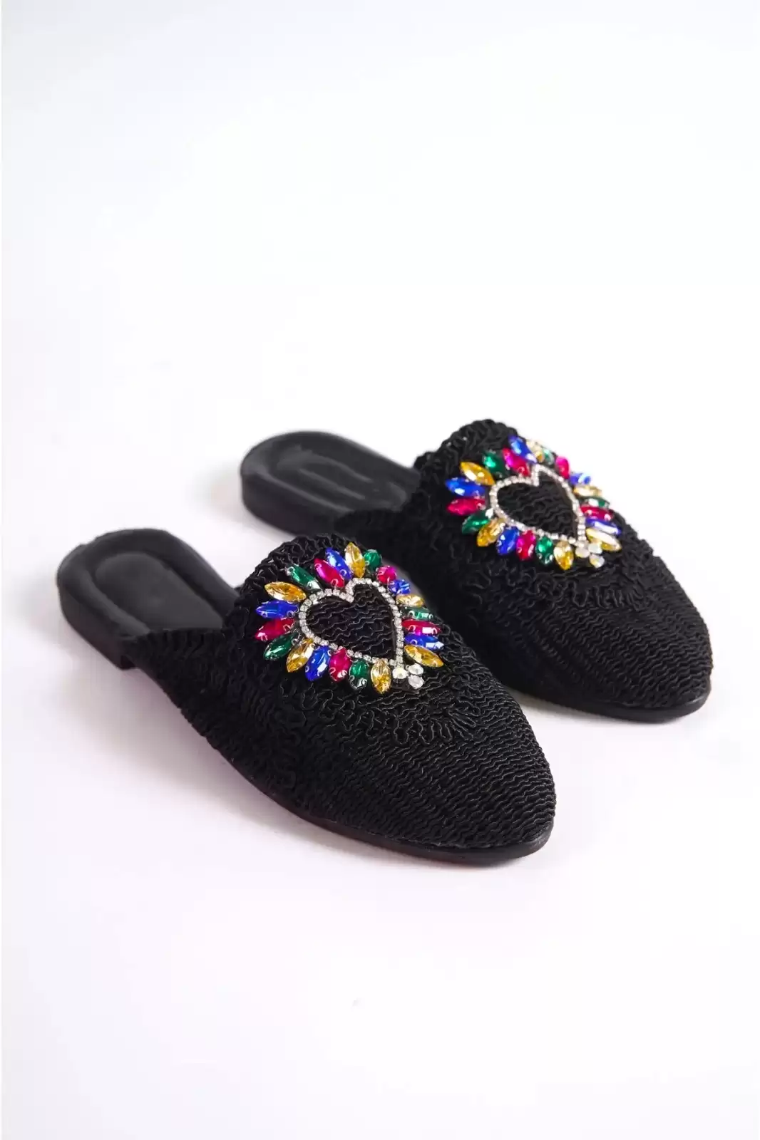 Black Lace Woman Lace Color Color Stone Slipper