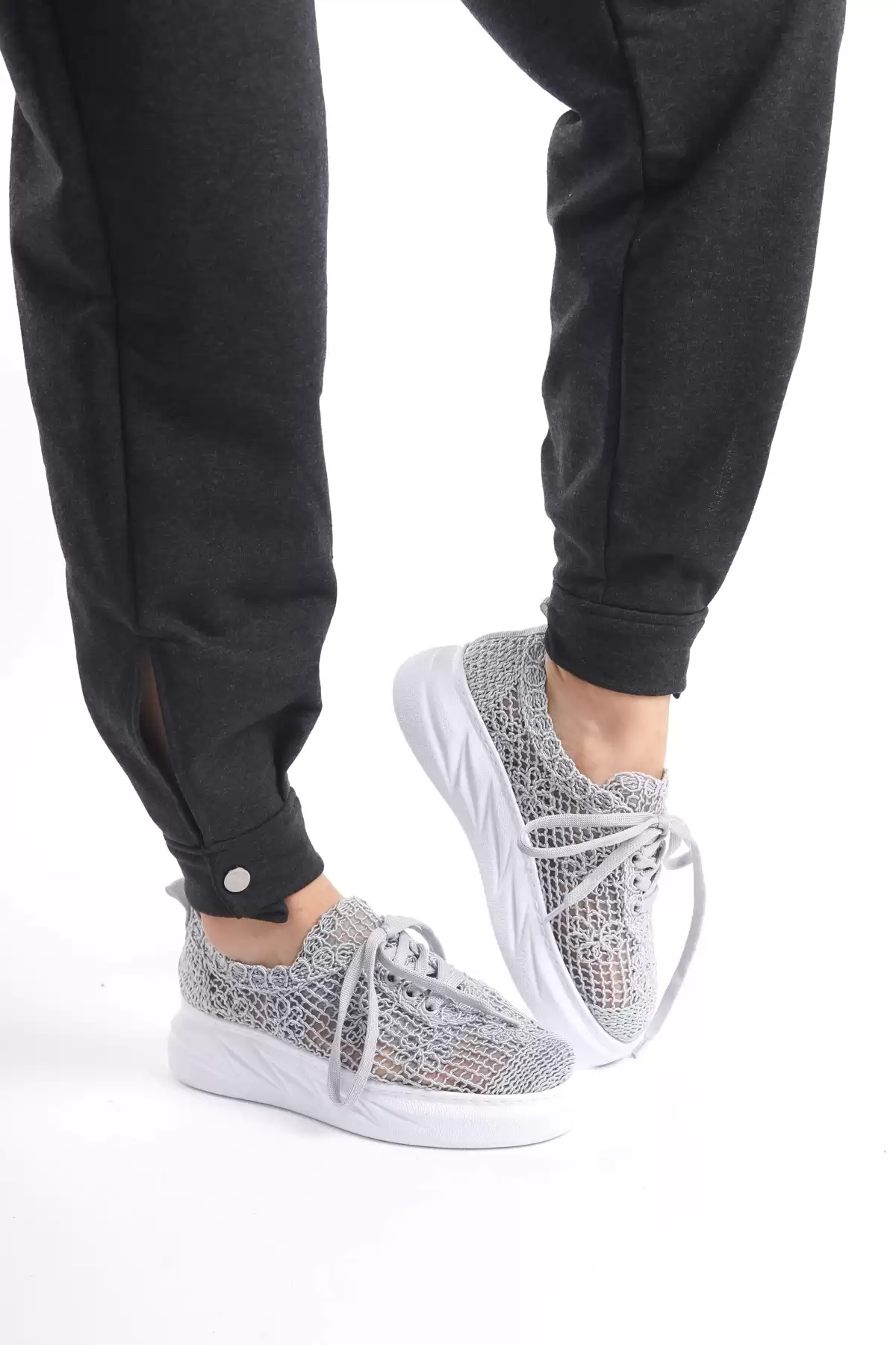 Gray Lace Female Lace Sneaker