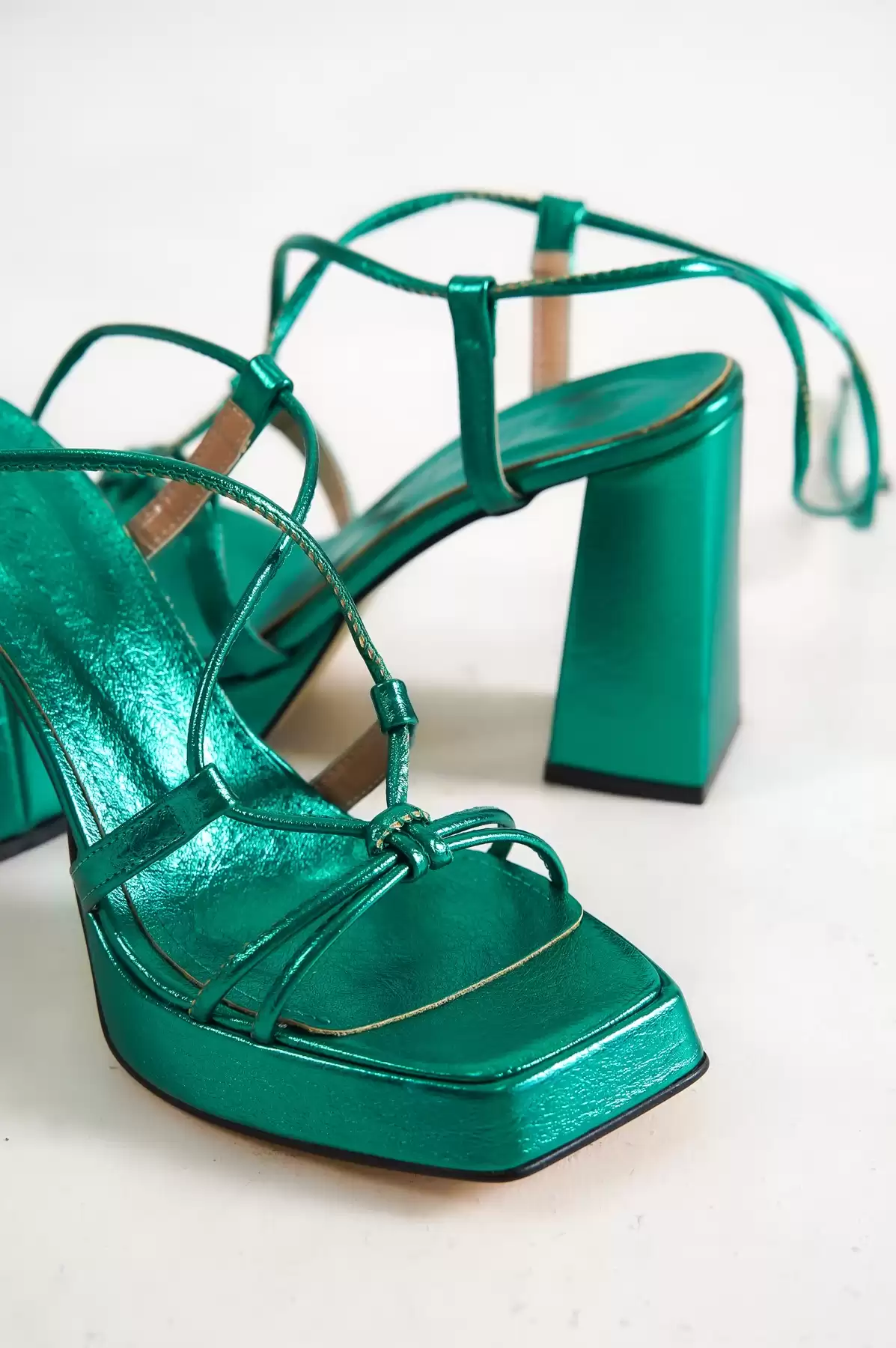 Green Woman Rope Platform Heel Shoes