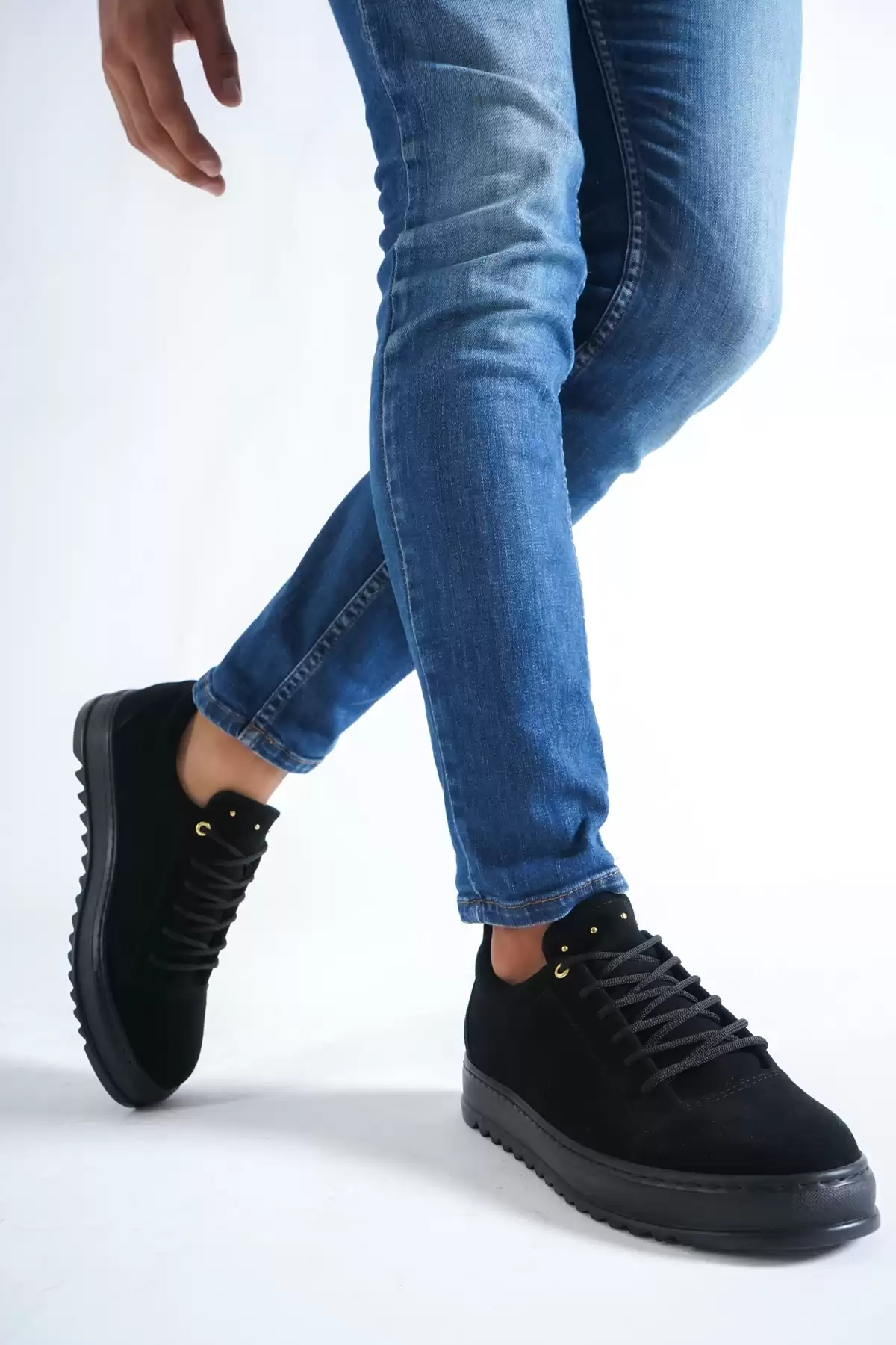 Black Suede Male Flat Sneaker