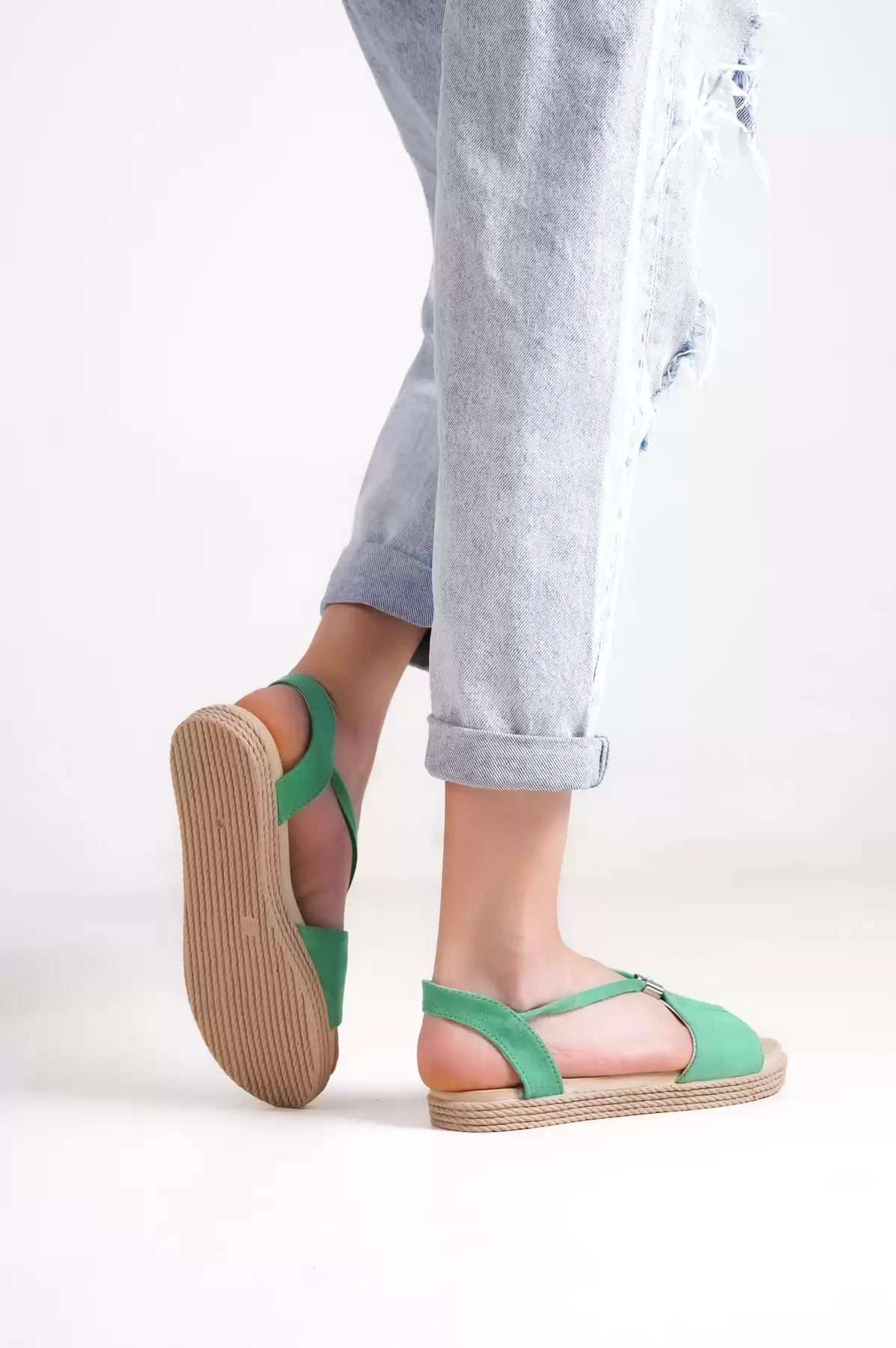 Green Suede Woman Sandals