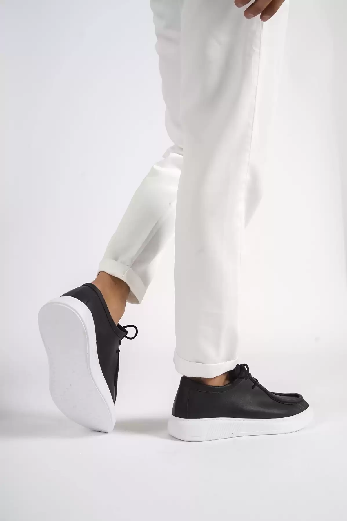 Black-And-White Male Lace-Up Sneaker