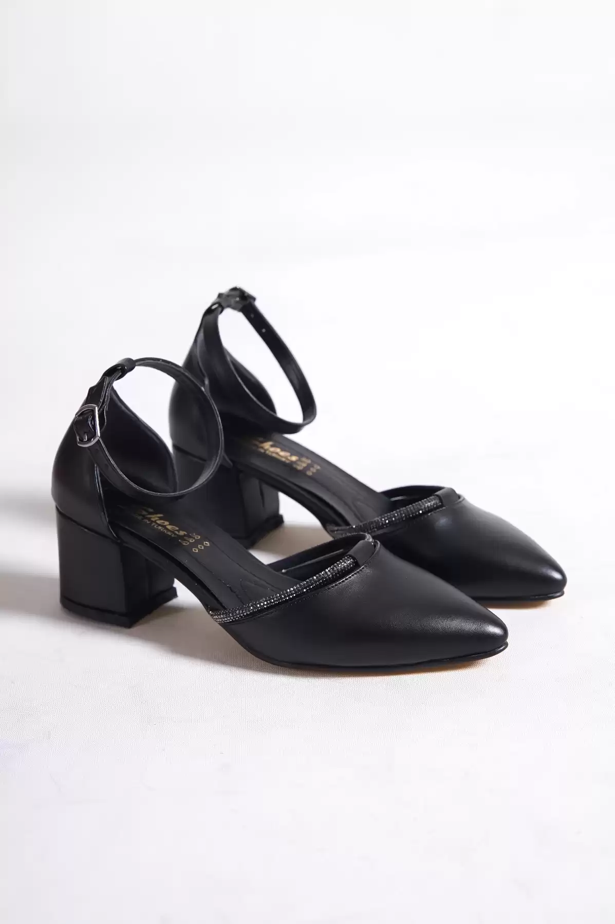 Black Skin WomenS Stone Heels Shoes