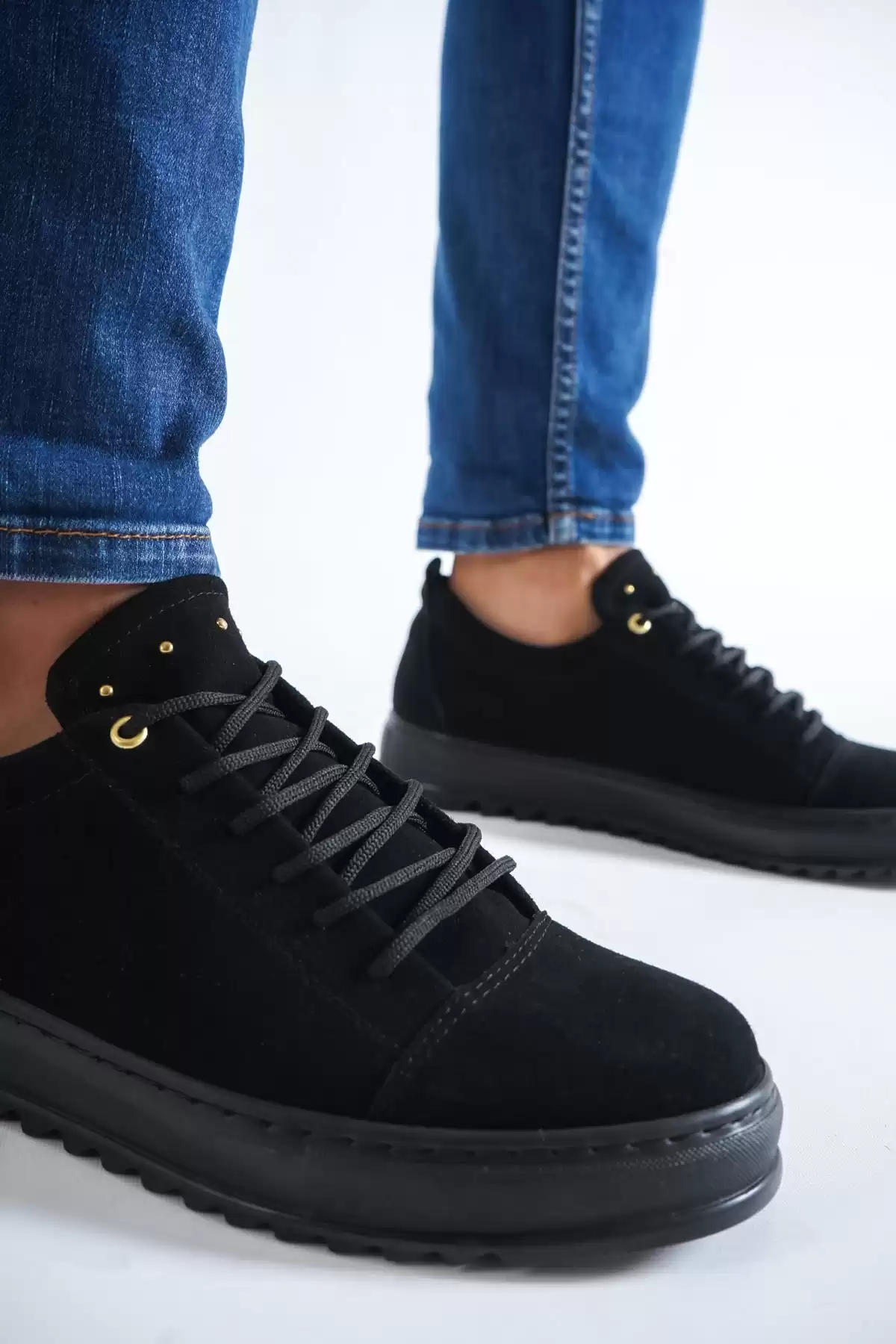 Black Suede Male Flat Sneaker