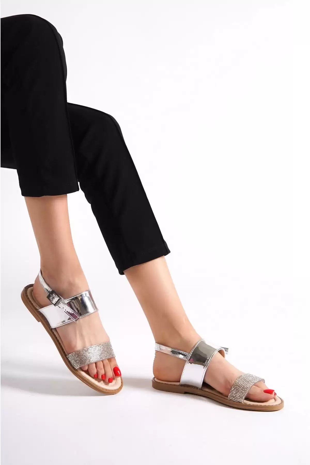 Silver Woman Stone Sandals