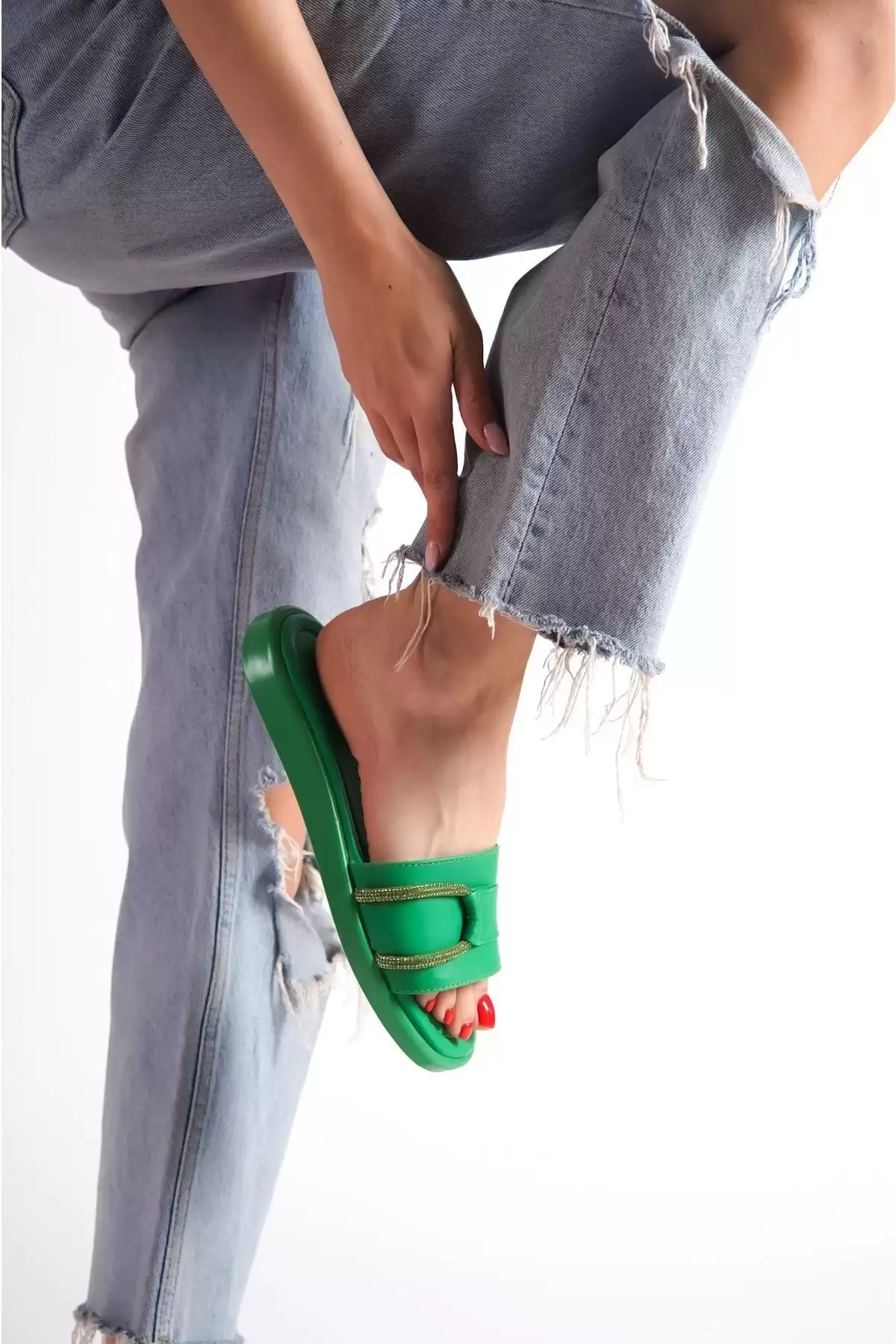 Green Woman Stone Slippers