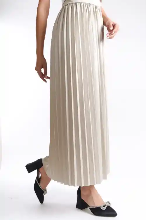 Ten Kadın Belden Lastikli Pileli Etek