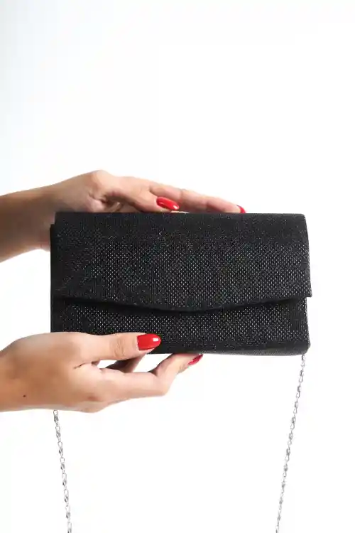 Black Glitter Woman Glitter Evening Bag