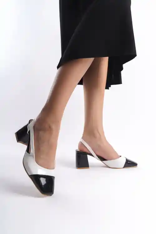 White-Black Womens High Heel Shoes