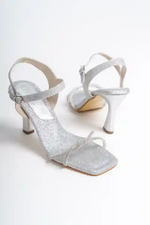 Silver Woman Orthopedic Sponge Stone Evening Dress Shoes