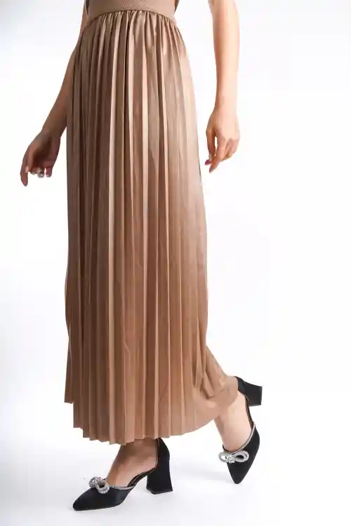 Vizon Kadın Belden Lastikli Pileli Etek