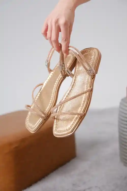 Rose Kadın Simli Taşlı Şık Günlük Yeni Sezon Sandalet