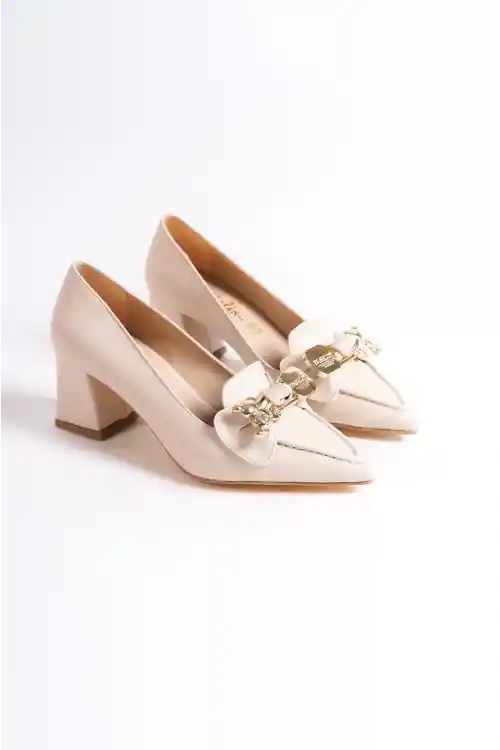 Ten Cilt Kadın Tokalı Topuklu Ayakkabı