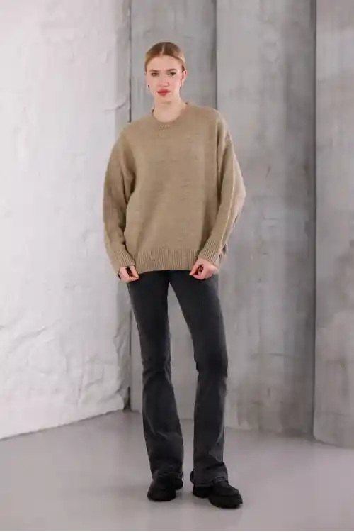 Vizon Bisiklet Yaka Oversize Triko Kazak