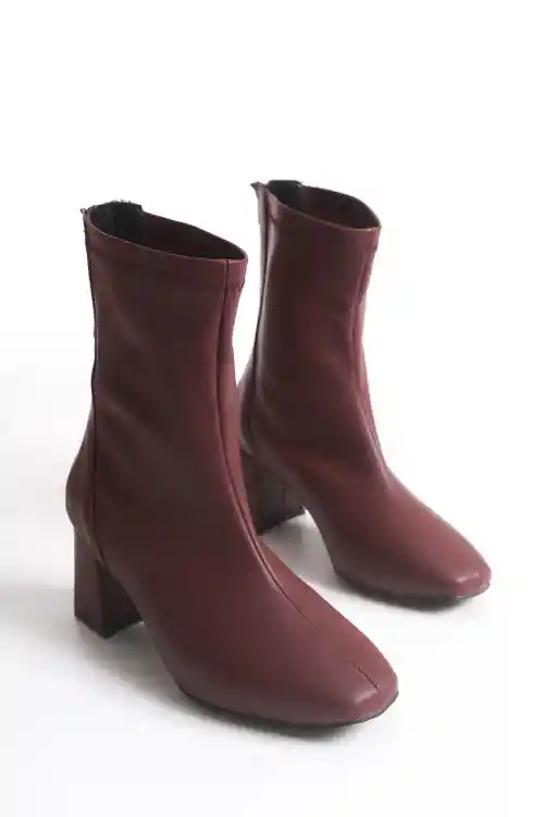 Bordo Cilt Kadın Streç Bot