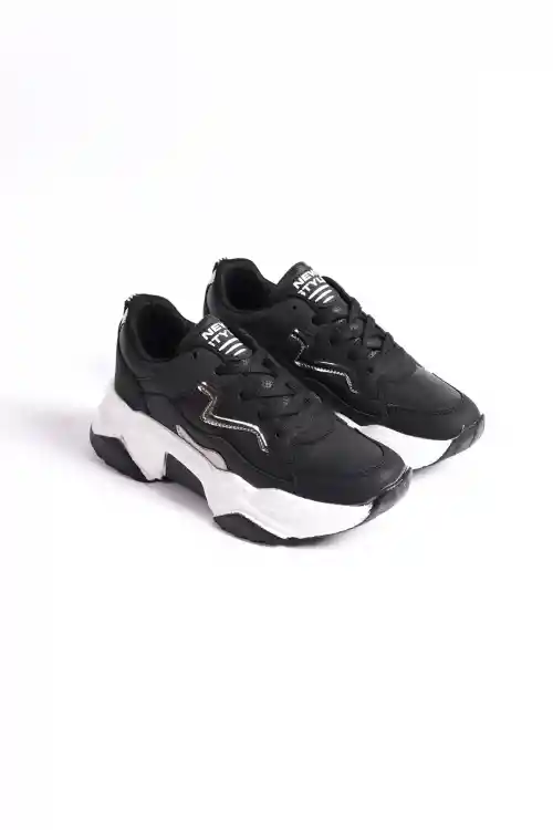 Siyah-Platin Kadın Sneaker