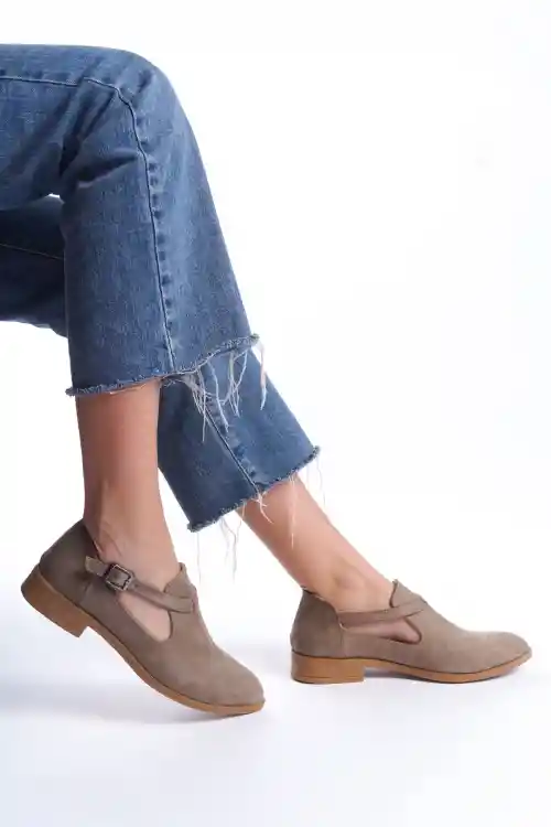 Ten Süet Kadın Tokalı Günlük Ayakkabı