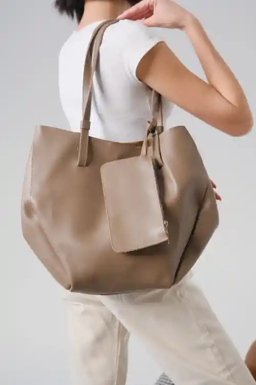 Vizon Cilt Kadın Çanta-Cüzdan-Makyaj Çantası Üçlü Set Çanta