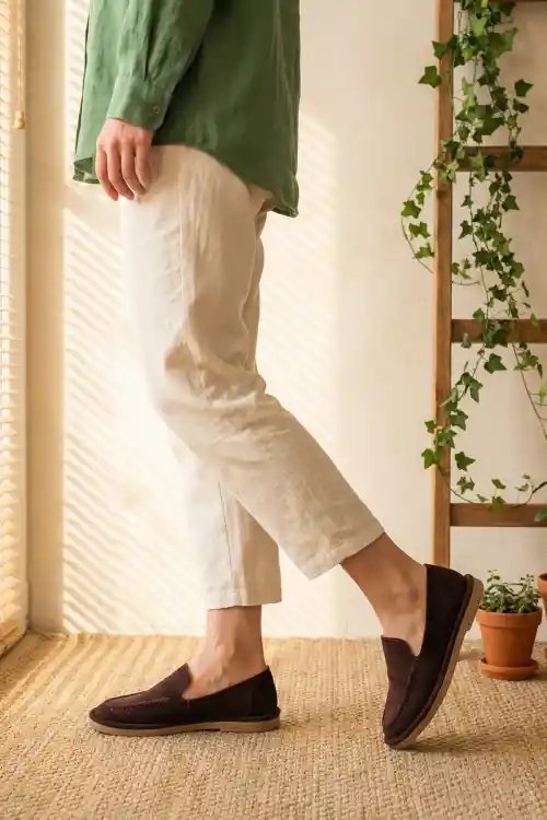 Kahve Süet Kadın Loafer Ayakkabı