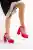 Fuchsia Satin Woman Front Closed Platform Heeled Shoes