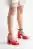 Red Satin Woman Cross Platform Heel Shoes