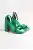 Green Satin Woman Cross Platform Heel Shoes