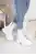White Wrinkle Patent Leather Woman Boots
